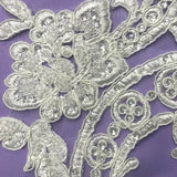 Beaded Corded Floral Lace Applique 20" x 5.5"