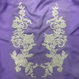 Beaded Corded Floral Lace Applique 20" x 5.5"
