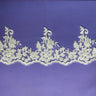 Beaded Corded Floral Lace Trimming Polyester Fabric - Embroidered Net Mesh, 6" Width (1 Yard)