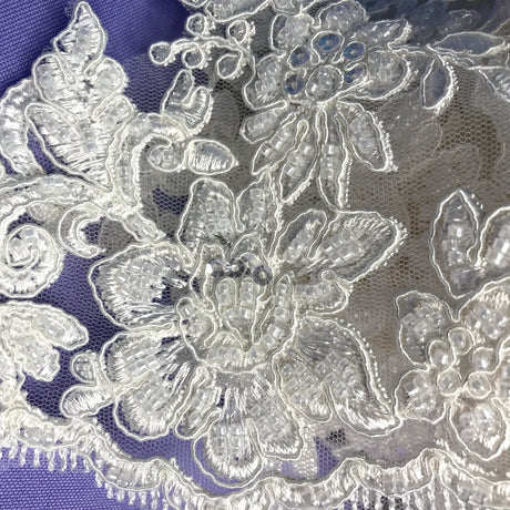 Beaded Corded Floral Lace Trim