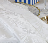 Rectangular Damask Jacquard Polyester Tablecloth 90x156 White