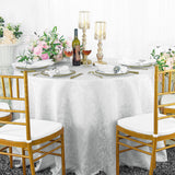 Round Polyester Tablecloth 90 Seamless Floral Damask White