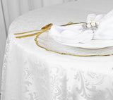 Round Polyester Tablecloth 90 Seamless Floral Damask White