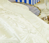 Square Table Overlay Floral Damask Jacquard Polyester 72x72 Ivory