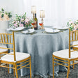 Round Polyester Tablecloth 120" Floral Damask Jacquard Dusty Blue