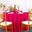 Round Polyester Tablecloth 120" Floral Damask Jacquard Fuchsia