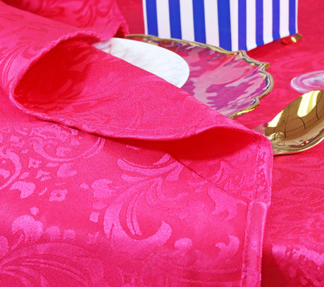 Damask Jacquard Table Overlay 72x72 Square Fuchsia