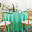 Round Polyester Tablecloth 90" Floral Damask Jacquard Tiff Blue/Aqua Blue