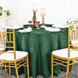 Round Polyester Tablecloth 132" Floral Damask Jacquard Hunter Green/Holly Green
