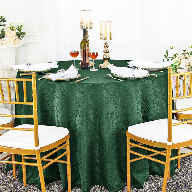Round Polyester Tablecloth 120" Floral Damask Jacquard