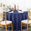 Round Polyester Tablecloth 90 Inch Floral Damask Navy Blue