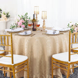 Round Jacquard Damask Polyester Tablecloth 132 Champagne