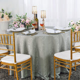 Round Polyester Tablecloth 108" Floral Damask Jacquard Silver
