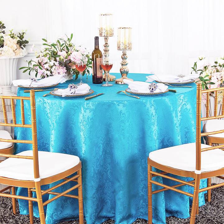 Floral Damask Round Jacquard Table Cover