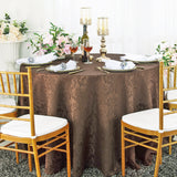 Round Polyester Tablecloth 90" Floral Damask Chocolate