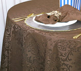 Round Polyester Tablecloth 120" Floral Damask Chocolate