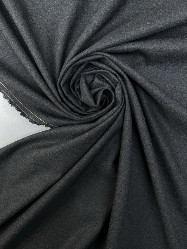 Polyester Cotton Elastane Melange Gray Suiting Fabric