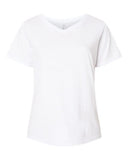 LAT Women's Curvy Collection Fine Jersey V-Neck Tee