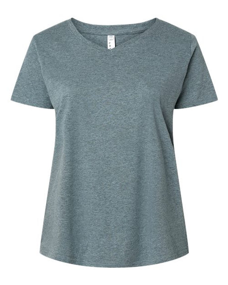 LAT Women's Curvy Collection Fine Jersey V-Neck Tee