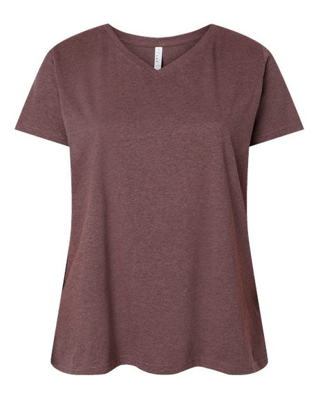 LAT Women's Curvy Collection Fine Jersey V-Neck Tee