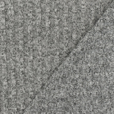 1 Yard Winter Gray White Black Texture Stretch Poly 4 by 4 Rib Knit Fabric 58 Inches Wide