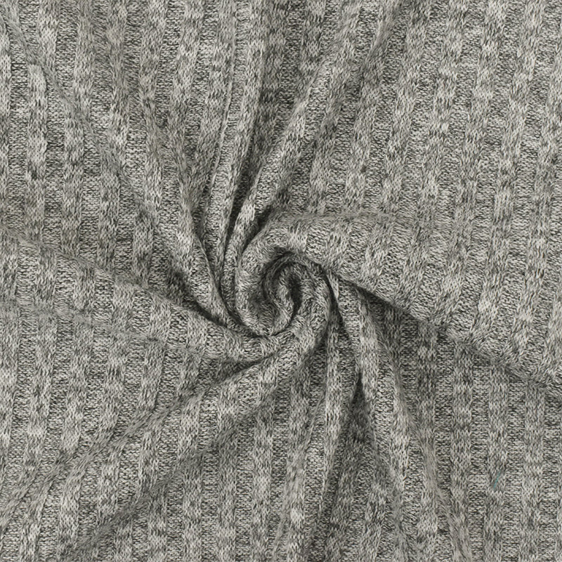 1 Yard Space Gray Black White Texture Stretch 4x4 Poly Rib Knit Fabric 60 Inches Wide