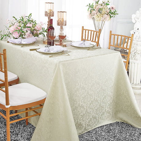 Floral Damask Jacquard Rectangular Tablecloth Seamless