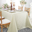Rectangular Damask Jacquard Polyester Tablecloth 90x132 Ivory