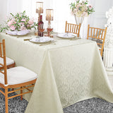 Rectangular Damask Jacquard Polyester Tablecloth 90x132 Ivory