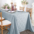 Rectangular Floral Damask Jacquard Polyester Tablecloth 90x156 Dusty Blue
