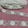Beaded & Corded Lace Trimming 100 Percent Polyester Net Mesh Fabric - Gold, Ivory With Silver, White, Ivory, Rose Gold, Rust, 2" Width (1 Yard)