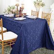 Rectangular Damask Jacquard Polyester Tablecloth 90x156 Navy Blue