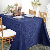 Rectangular Damask Jacquard Polyester Tablecloth 90x156 Navy Blue