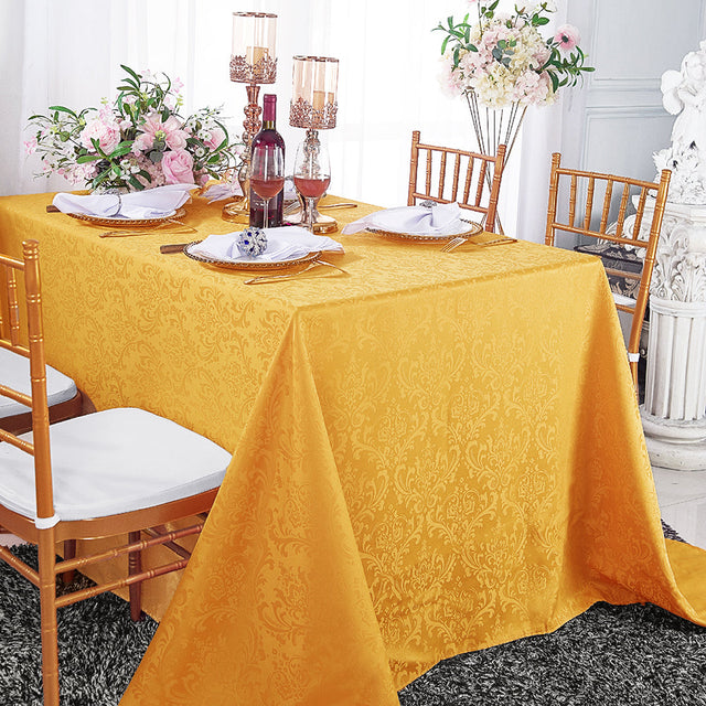 Rectangular Damask Jacquard Polyester Tablecloth 90x156 Gold