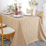 Rectangular Damask Jacquard Polyester Tablecloth 72x120 Champagne