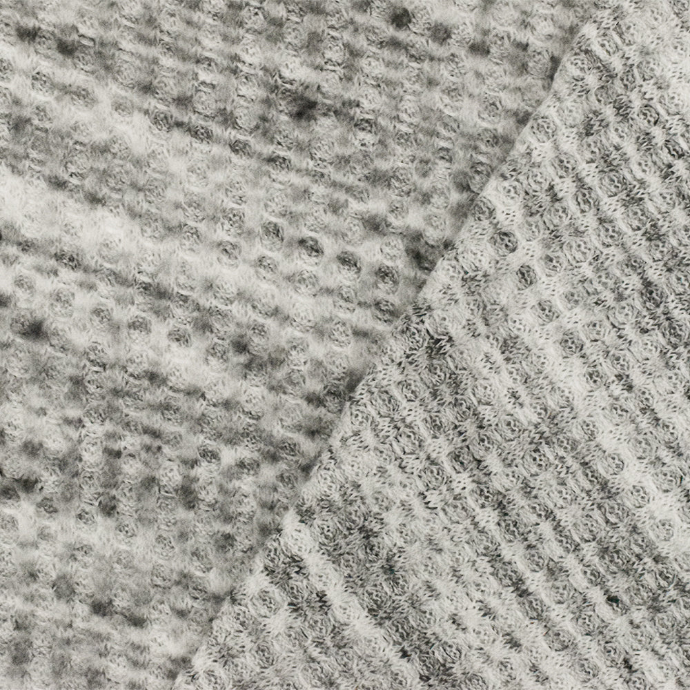 1 Yard Brushed Thermal Ash Gray White Black Knit Fabric 58 Inches Wide