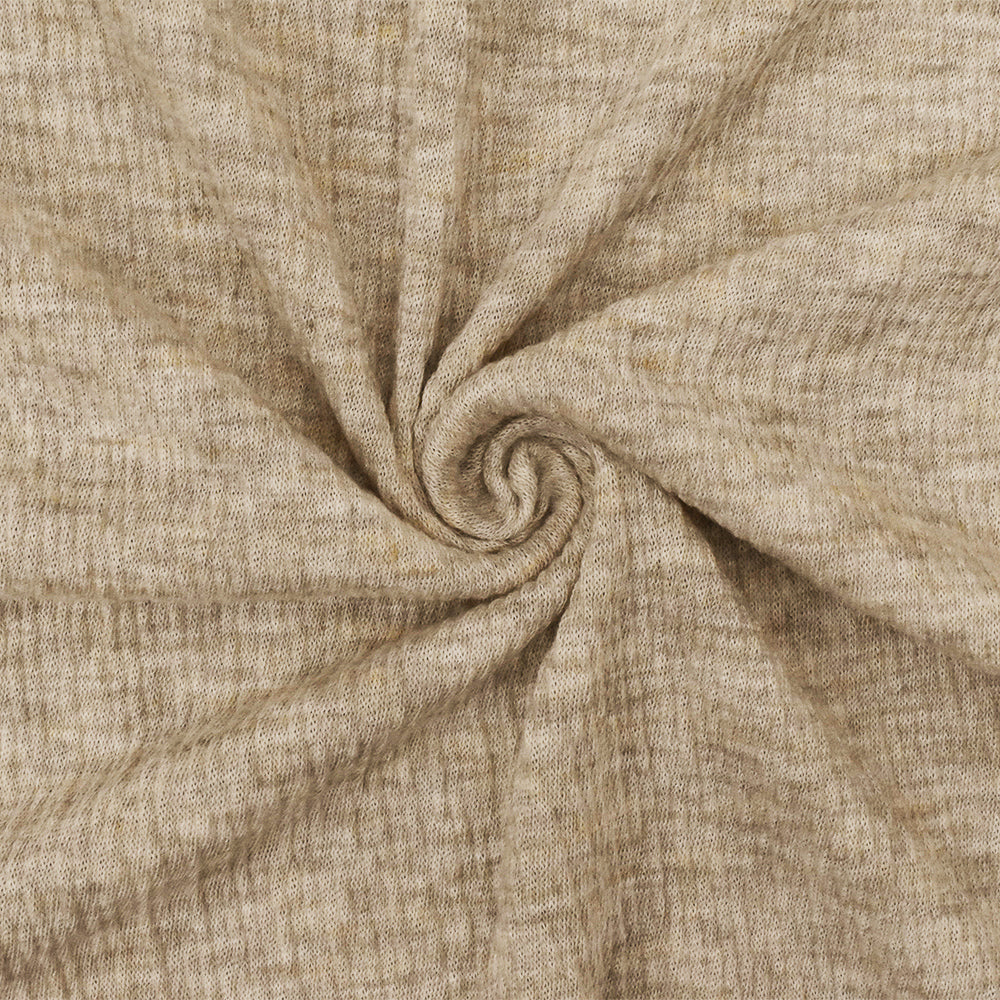 1 Yard Textured Crinkle Stretch Polyester Jersey Knit Fabric in Beach Beige Gray White 56 Inches Width