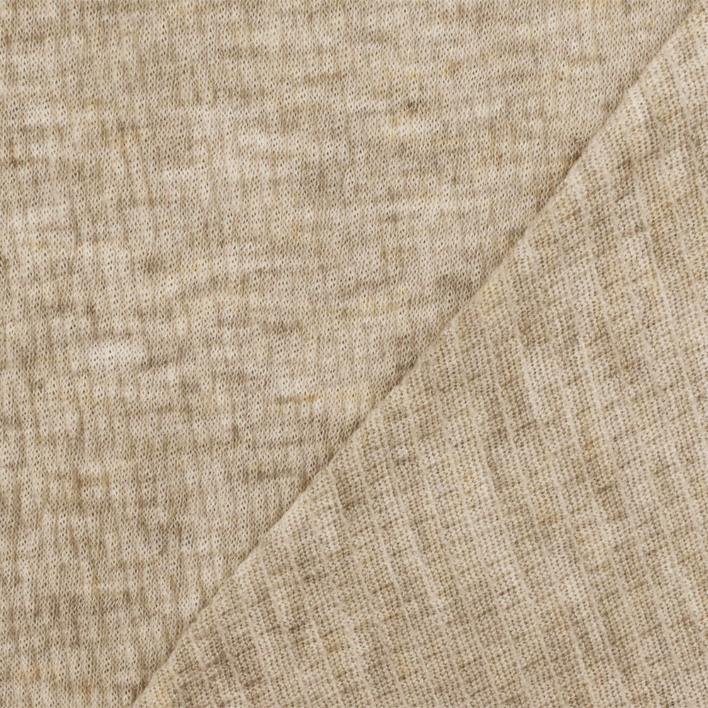 1 Yard Textured Crinkle Stretch Polyester Jersey Knit Fabric in Beach Beige Gray White 56 Inches Width