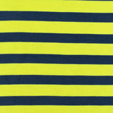 1 Yard Lemon Yellow Teal Stripe Stretch Jersey Knit Fabric 58 Inches