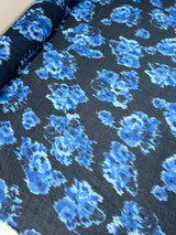 Viscose Silk Chiffon Floral Printed Blue-Black