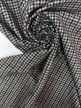Virgin Wool Houndstooth Tweed Gray-Beige