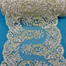 Embroidered Corded Lace Trim Gold Silver