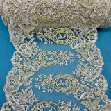 Corded Embroidered Lace Trim 12.5" Wide