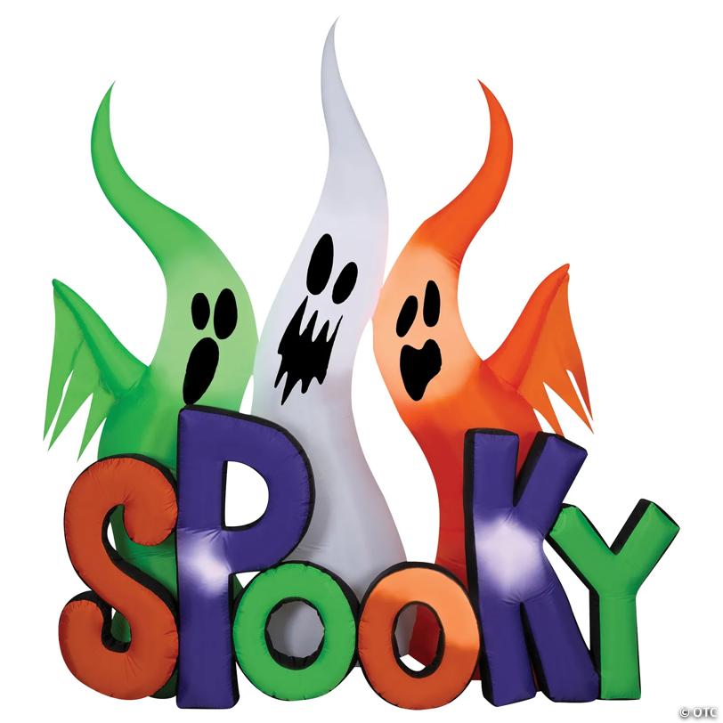 96" Airblown Inflatable Ghosts w/Spooky Sign Halloween Yard Decoration