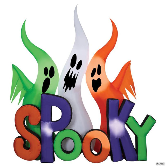 96" Airblown Inflatable Ghosts w/Spooky Sign Halloween Yard Decoration