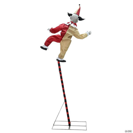 RADYAN Animated Sideshow Balancing Clown Halloween Prop with LED Eyes shown in a clear product image