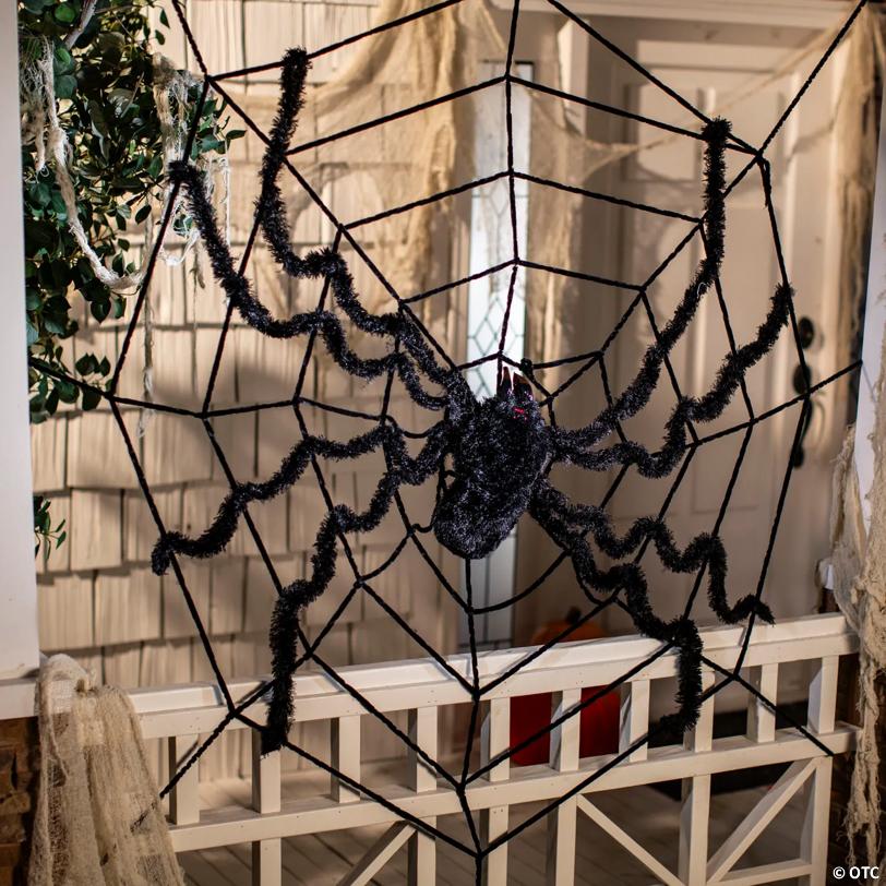 96" Spider Web With Spider Halloween Decoration