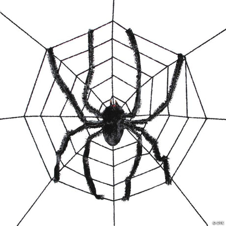 96-Inch Spider Web with Large Spider Halloween Decoration