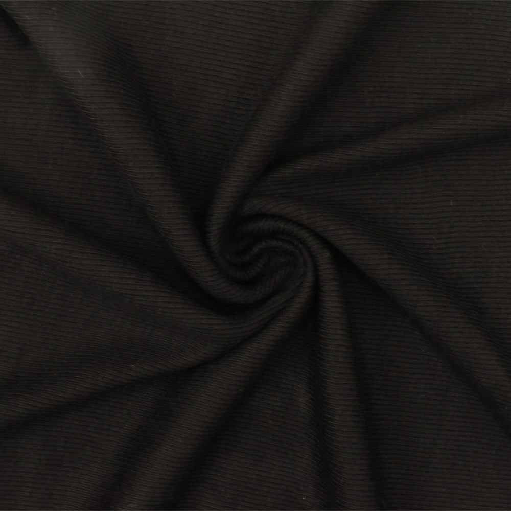 1 Yard Stretch Rayon 1x1 Rib Knit Fabric Aurora Black 68 Inches