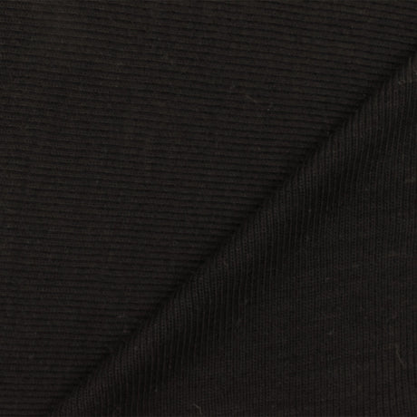 1 Yard Stretch Rayon 1x1 Rib Knit Fabric Aurora Black 68 Inches